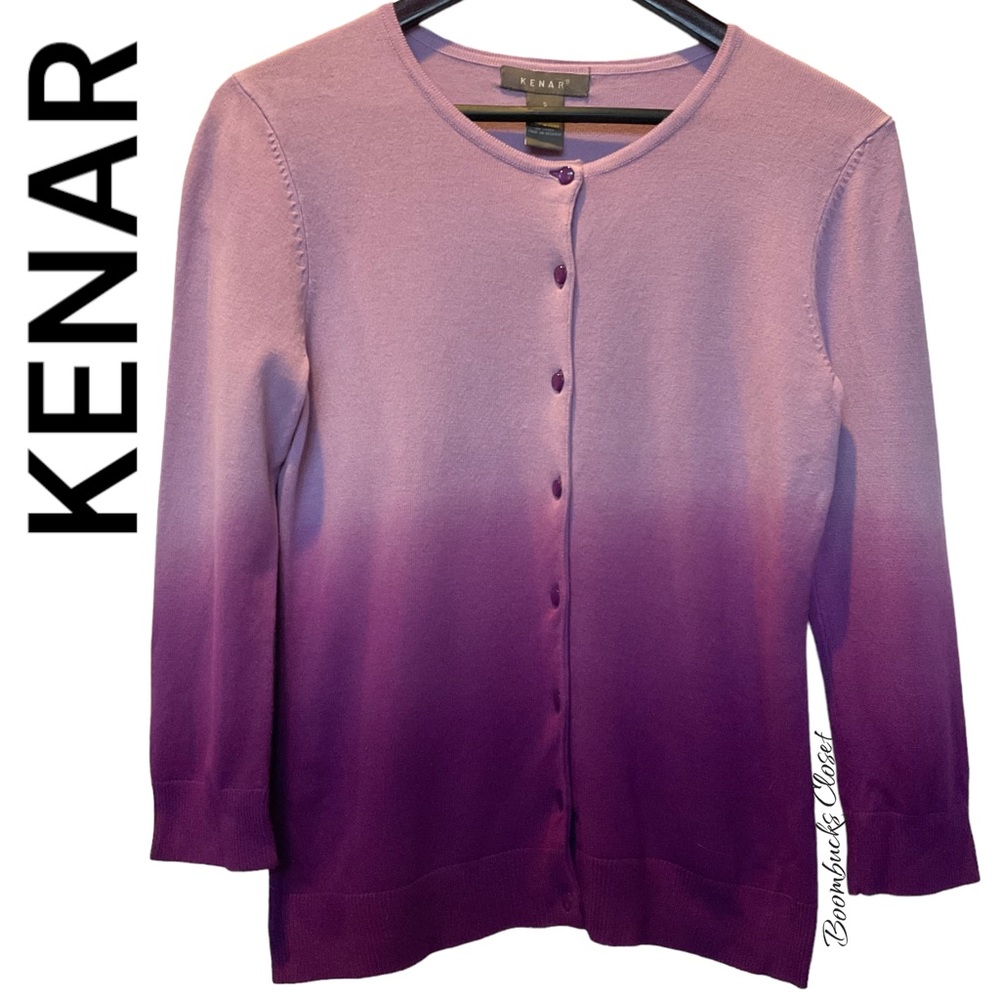 Kenar Purple Pink Lilac Ombre Spring, Easter, Summer Cardigan Small